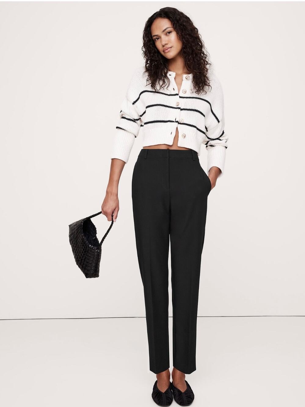 Banana Republic High-Rise Modern Slim Refined Ankle Pant Black 12 713508